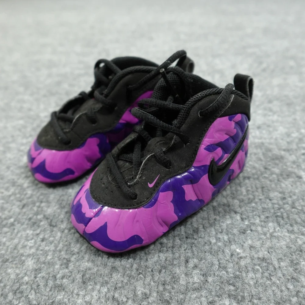Nike Crib Shoes Baby Size 4 Purple Black Foamposite Hyper Violet Lil Posite Pro